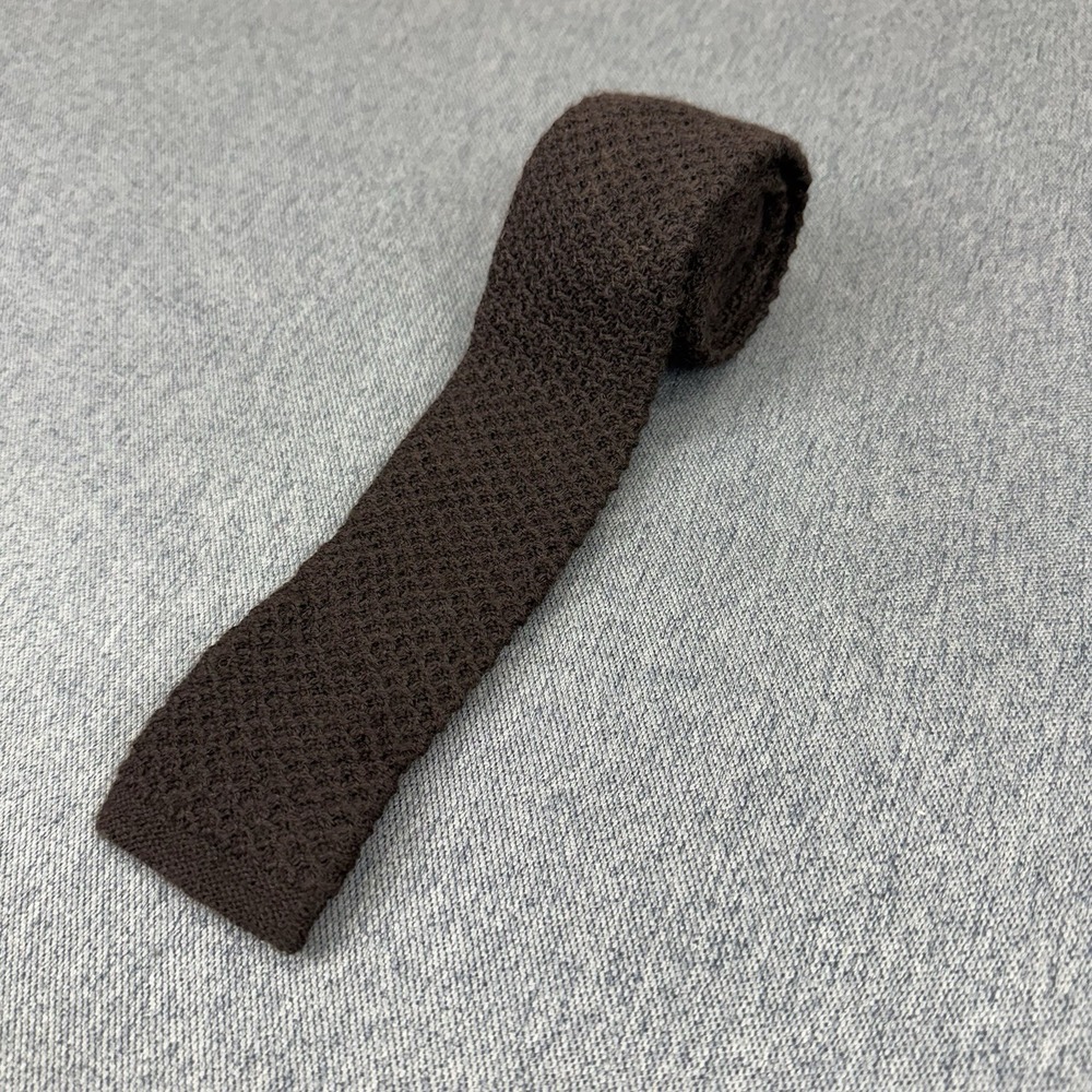 Robert Talbott Knit Wool Tie Mens Vintage Brown Square End Earthy 2.5x52 US Made